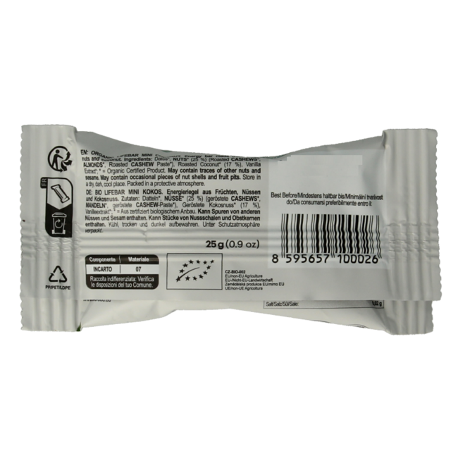 Lifefood Lifebar coco mini bio 25 gramos