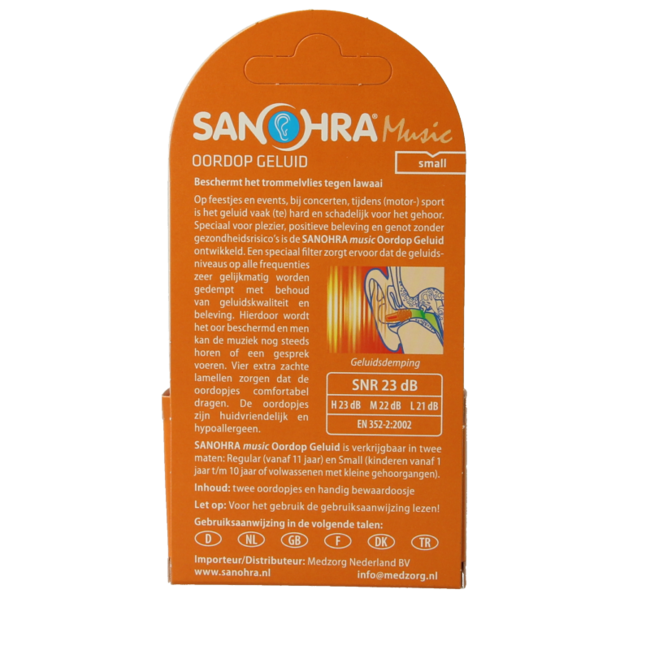 Sanohra Tappi per Orecchie Noise Piccoli 1 Paio