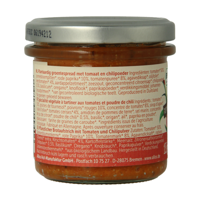 Allos Organic Spicy Tomato Farm Vegetable Spread 135g