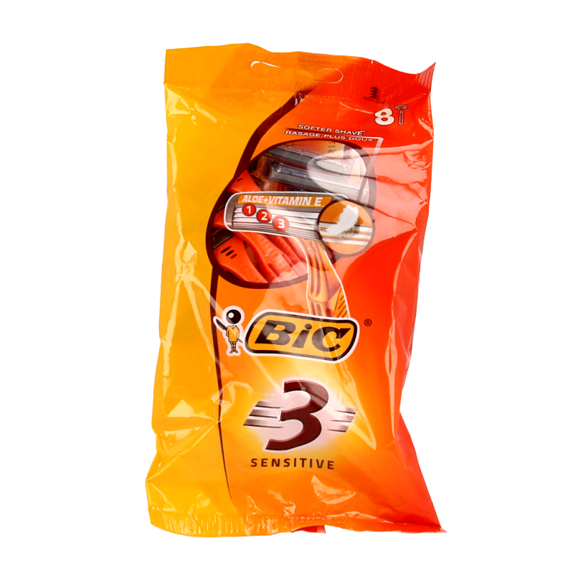 BIC 3 Sensitive pouch maquinillas de afeitar desechables 8 unidades