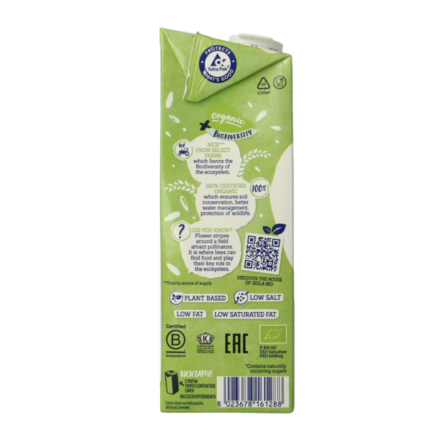 Isola Bio Boisson au riz nature bio 1 litre