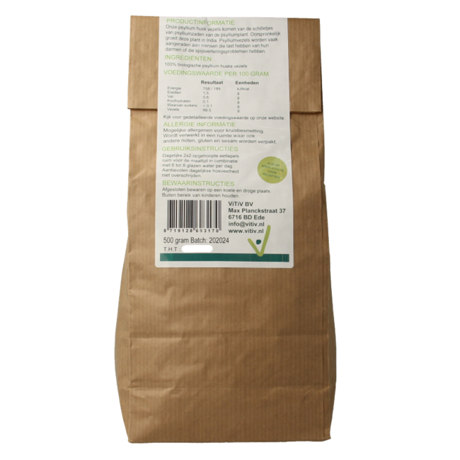 Fibra de psyllium bio 500 gramos