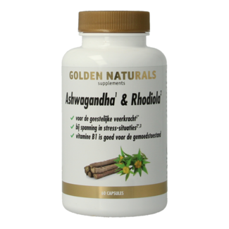 Golden Naturals Golden Naturals Ashwagandha & rhodiola 60 Vegetarische capsules