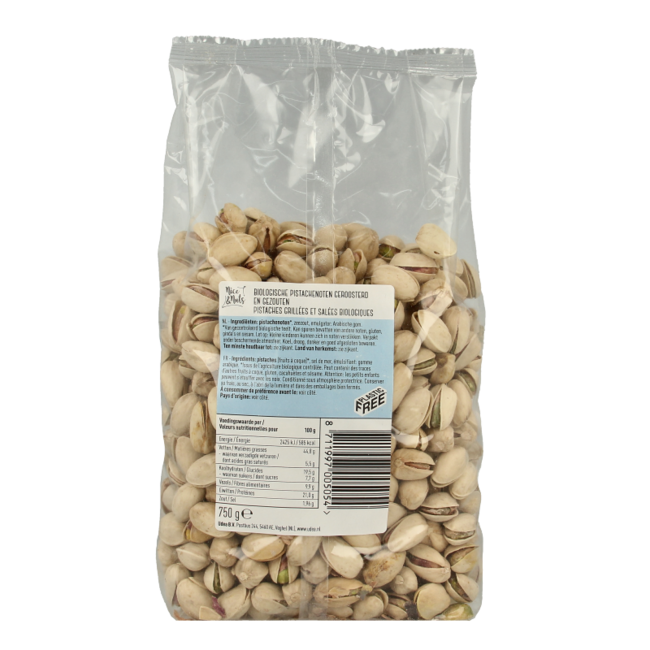 Pistachios roasted and salted organic 750 Gram