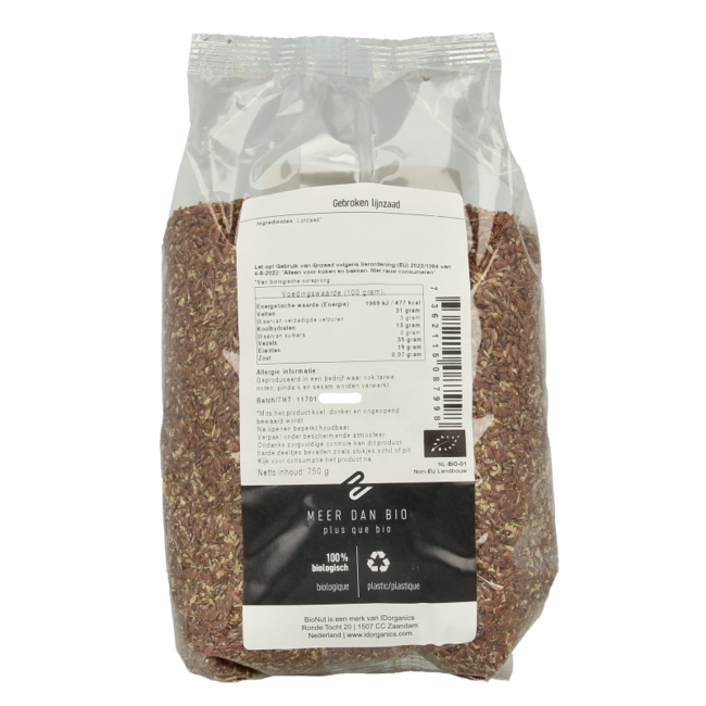 Semillas de lino trituradas bio 750 gramos