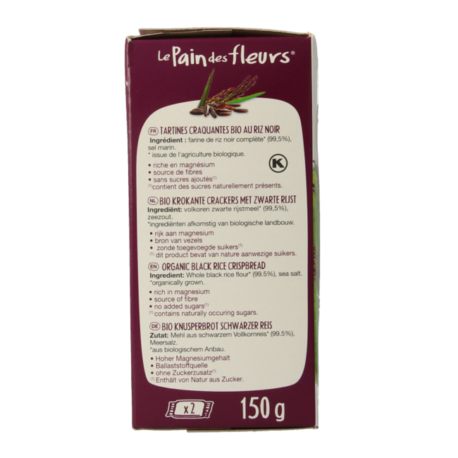 Organic black rice crackers 150 Gram