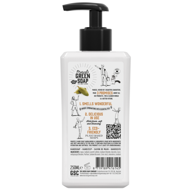Marcel's Green Soap Sapone mani sandalo & cardamomo 250 Millilitri