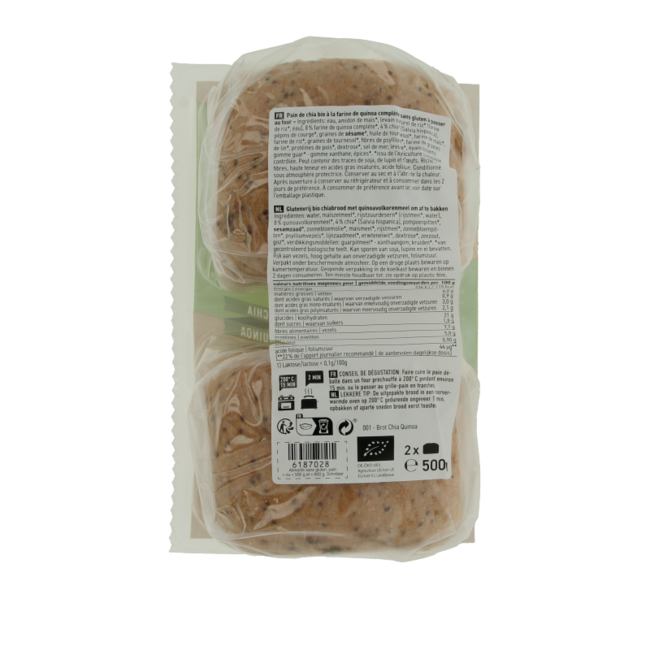 Bread chia & quinoa gluten-free organic 500 Gram