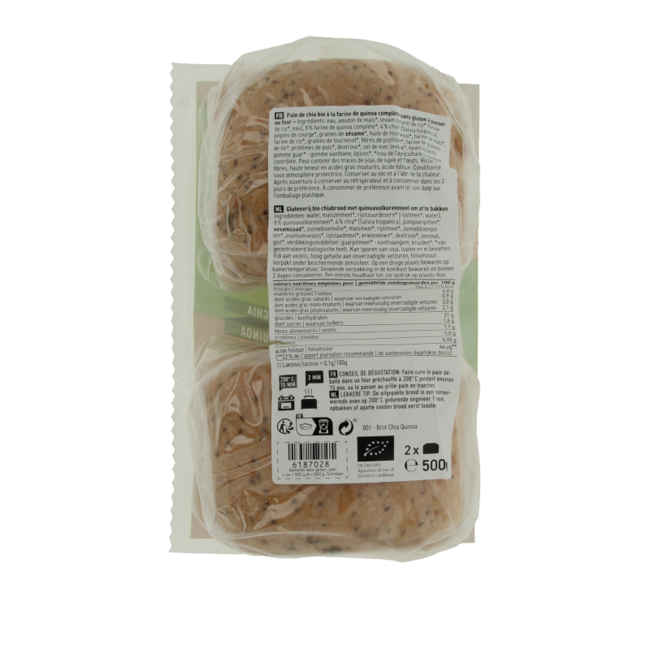 Pan de chía y quinoa sin gluten bio 500 gramos