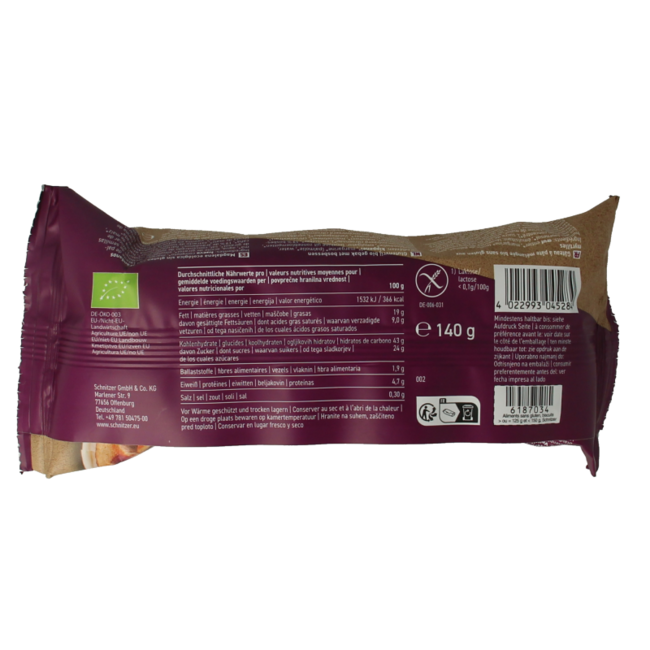 Schnitzer Muffin blueberry gluten-free organic 140 Gram