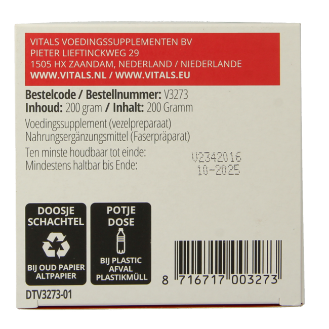 Vitals Psylliumvezels bio 200 gramos