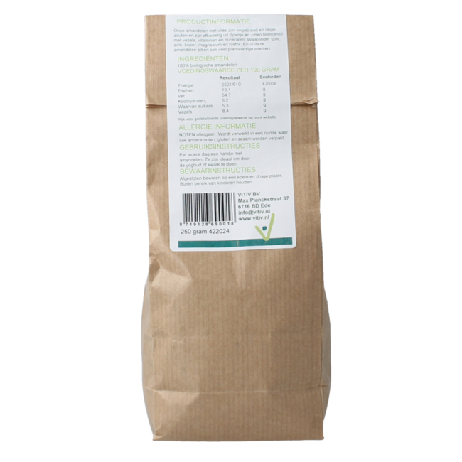 Vitiv Almendras con piel bio 250 gramos