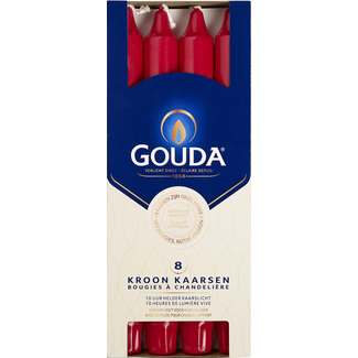 Gouda Bougies Couronne Gouda rouge rubis 240/24 - 8 pièces