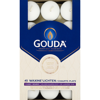Gouda Tea light 6 hour white 45 pieces