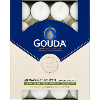 Gouda Velas de té 4,5 horas blanco 60 unidades