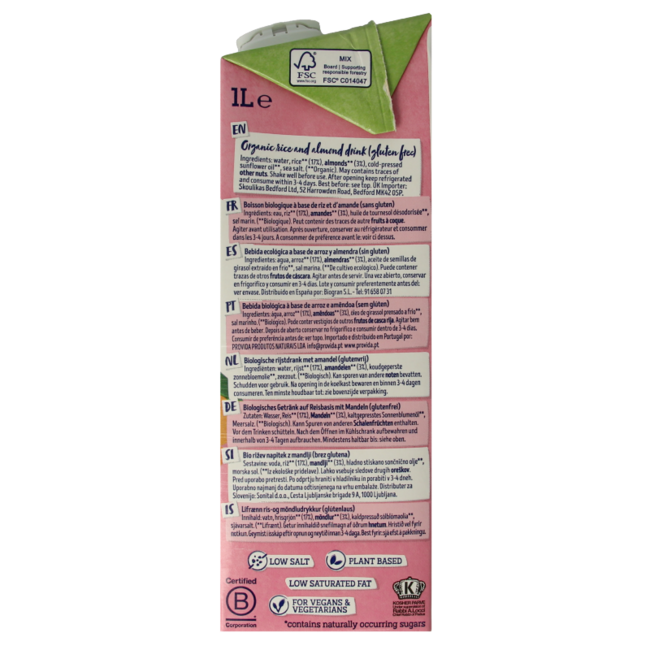 Isola Bio Bebida de arroz con almendras bio 1 litro