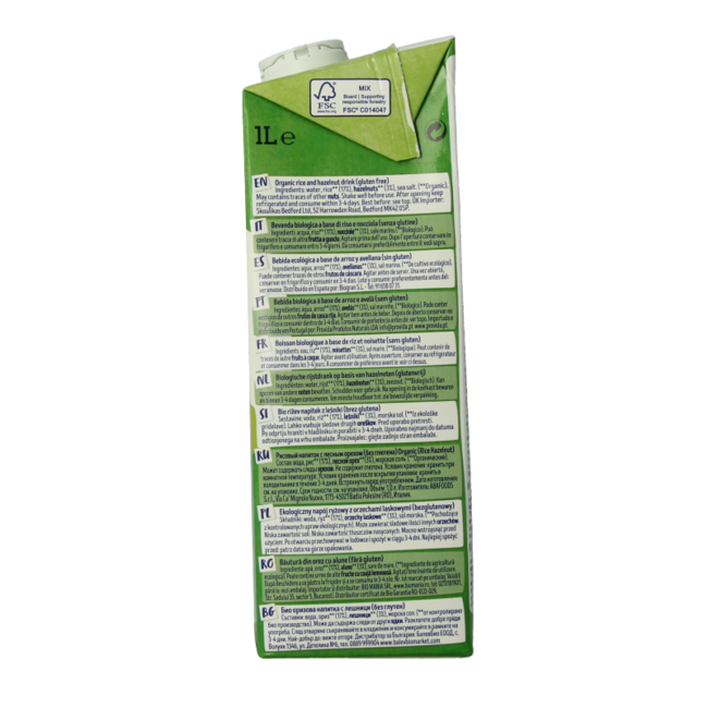 Isola Bio Organic Rice Drink Hazelnut 1 Litre