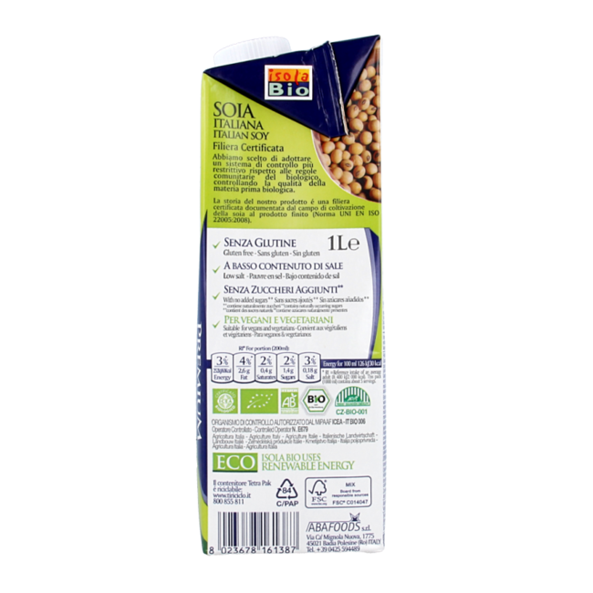 Bevanda di Soia Naturale Biologica 1 Litro