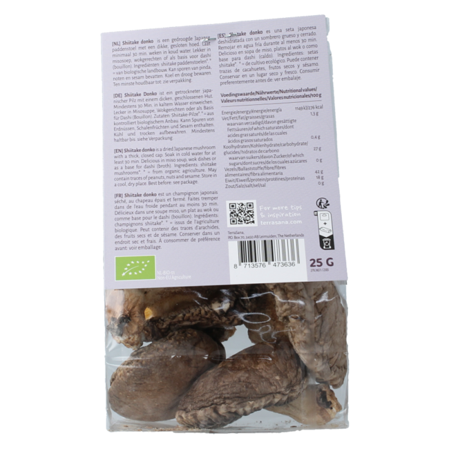 TerraSana Shiitake donko organic 25 Gram