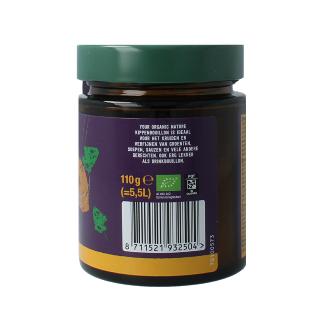 Clear chicken bouillon powder yeast-free organic 110 Gram