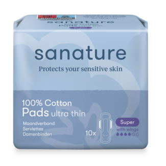 Sanature Sanitary pads super 100% cotton 10 pieces