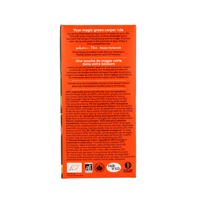 Ginseng Matcha Green Organic 20 Tea Bags