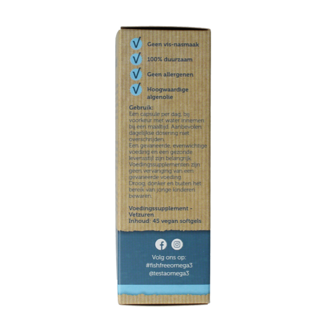 Omega 3 aceite de algas 300mg DHA + 150mg EPA vegano 45 cápsulas blandas
