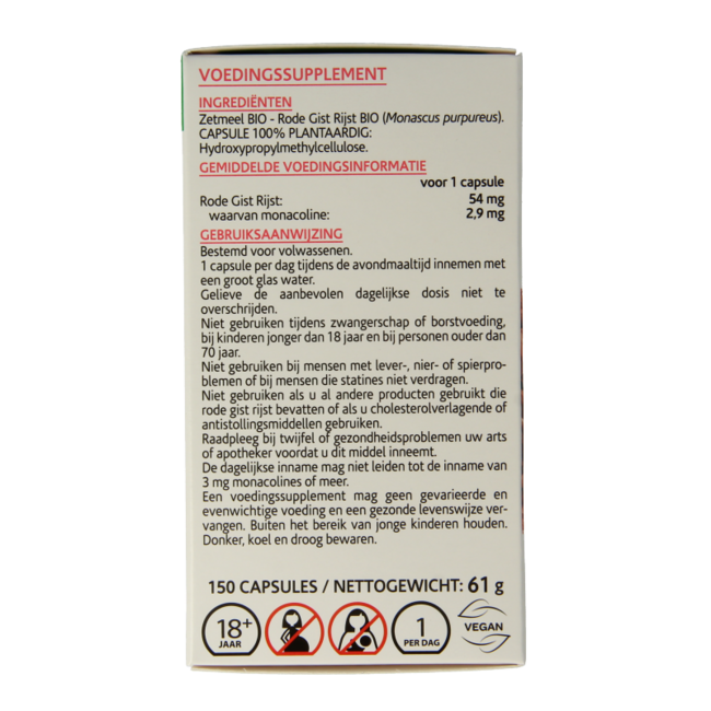 Arroz de levadura roja bio 150 cápsulas