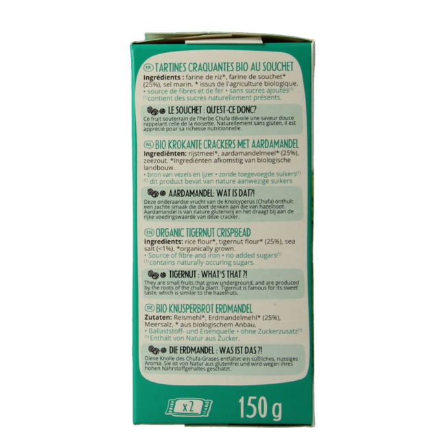 Crackers bio crujientes con chufa 150 g