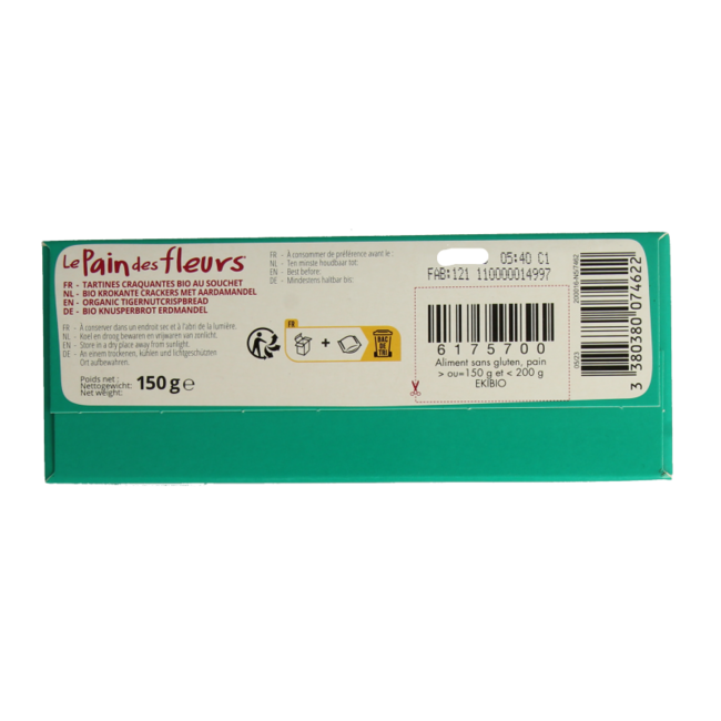 Chrupiące krakersy bio z migdałem ziemnym bio 150 Gram