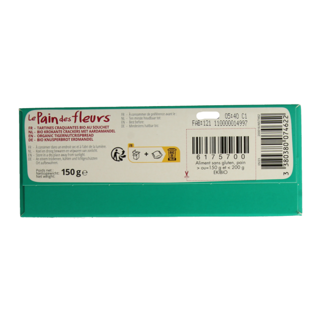 Cracker biologici croccanti con cipero dolce (chufa) bio 150 Grammi