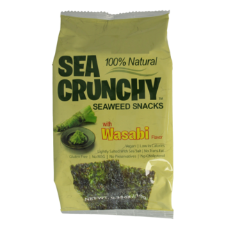 Sea Crunchy Przekąski z wodorostów Nori o smaku wasabi, 10 gramów