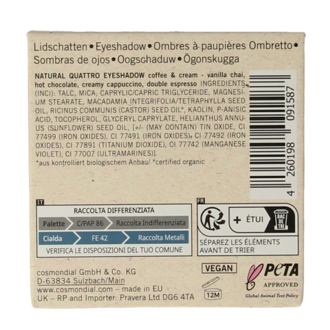 Natural Eyeshadow Quatro Coffee 1 Stück