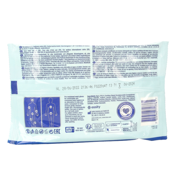 Tena Nawilżane rękawice myjące Freshly, 5 sztuk