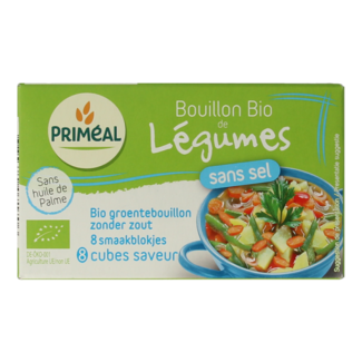 Primeal Pastillas de caldo de verduras sin sal 9 gramos bio 8 unidades