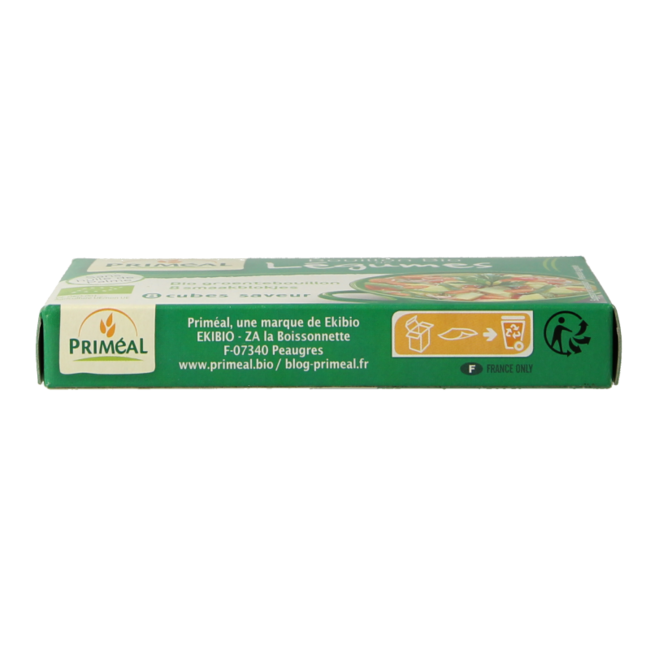 Primeal Caldo de verduras en cubitos 9 gramos bio 8 unidades