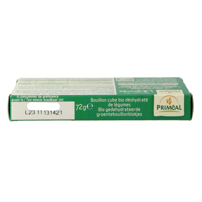 Primeal Caldo de verduras en cubitos 9 gramos bio 8 unidades