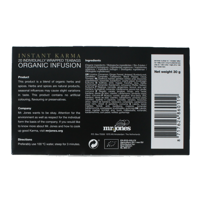 Instant Karma Organic Chai Spices 20 Bags