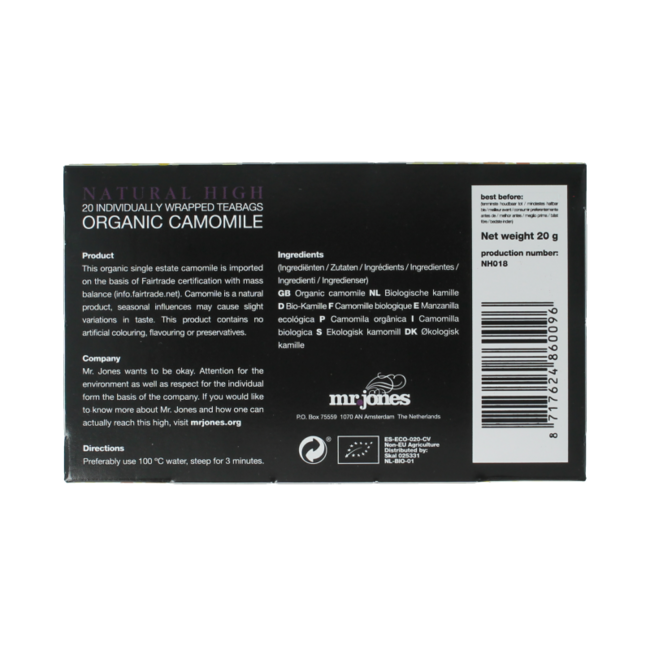 Camomilla Biologica Mr. Jones Natural High, 20 Bustine