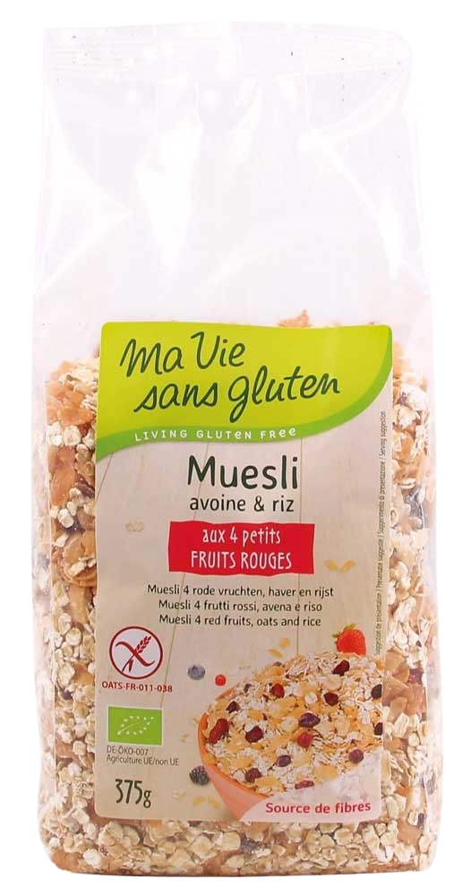 Ma Vie Sans Muesli avena/riso 4 frutti rossi senza glutine bio 375 Grammi