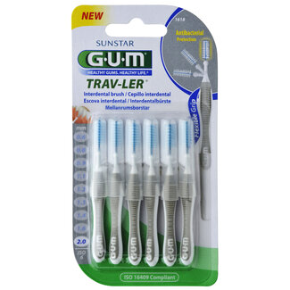 GUM GUM Trav-ler Interdentalbürste 2,0 mm (Grau) 6 Stück