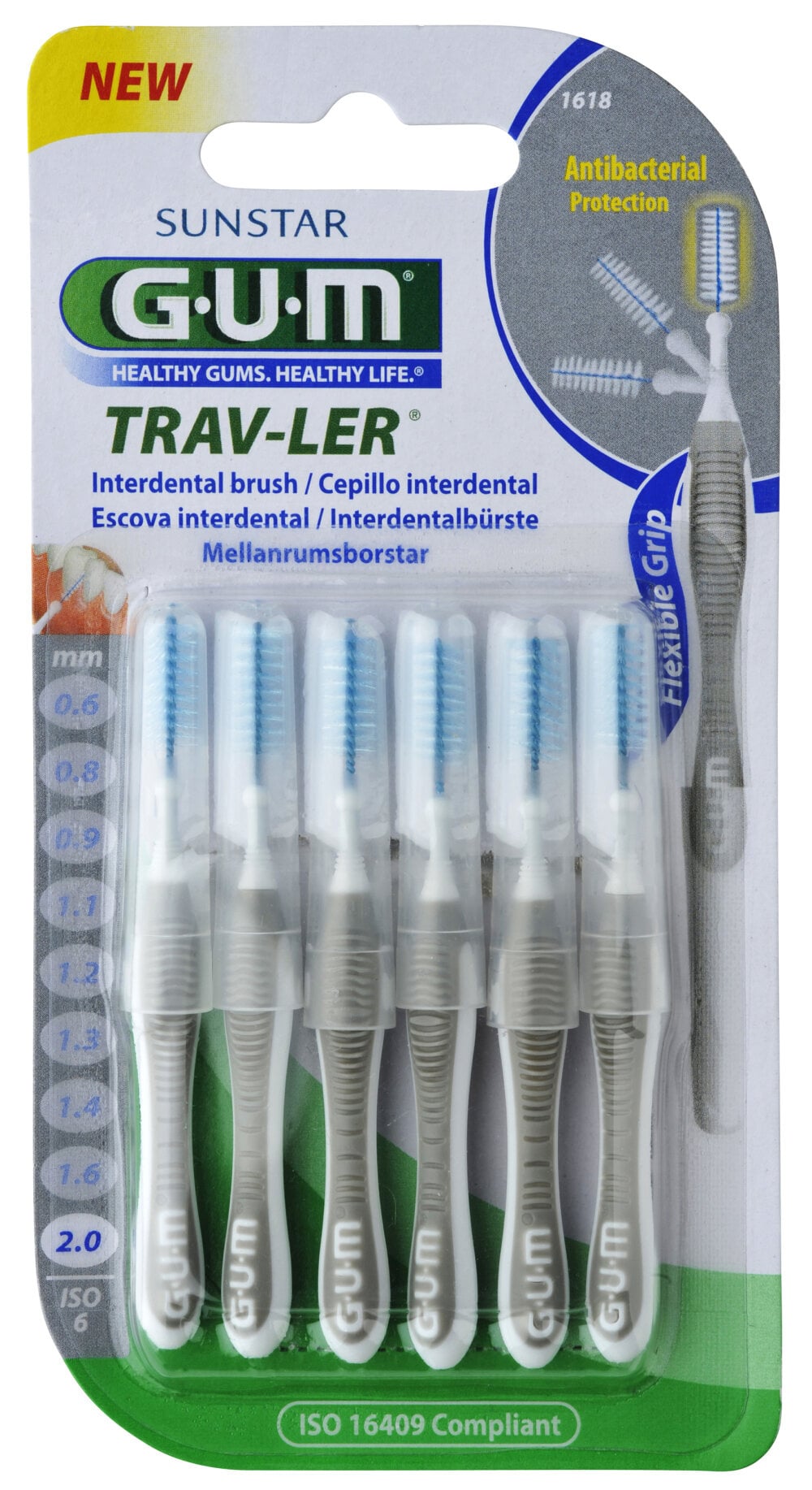 GUM Trav-ler cepillo interdental 2 mm (gris) 6 unidades