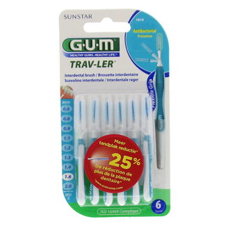 GUM Szczoteczki międzyzębowe GUM Trav-ler 1.6 mm (niebieskie) 6 sztuk