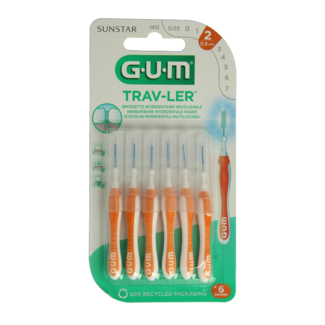 GUM Scovolini Interdentali GUM Trav-ler 900 µm (Arancione), 6 Pezzi