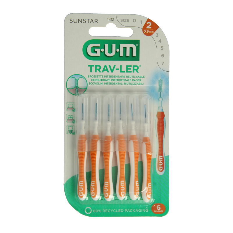 GUM Trav-ler cepillo interdental 900 µm (naranja) 6 unidades