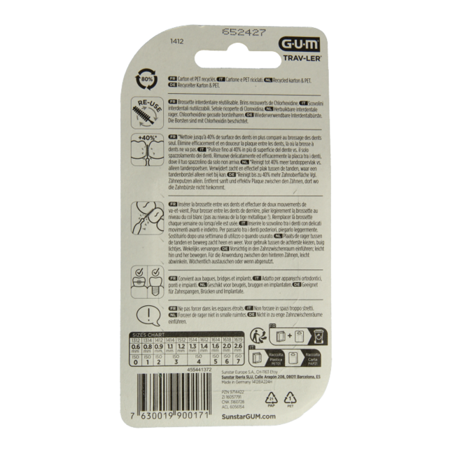 Scovolini Interdentali GUM Trav-ler 0.9 mm (Arancione), 6 Pezzi