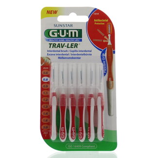GUM GUM Trav-ler interdental brush 0.8 mm (red) 6 pieces