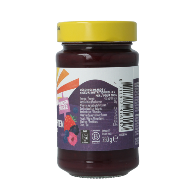 Zonnatura Fruit Spread forest fruits 75% organic 250 Gram