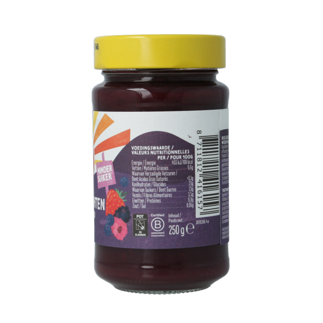 Zonnatura Spalmabile di Frutta Frutti di Bosco 75% Bio 250 Grammi