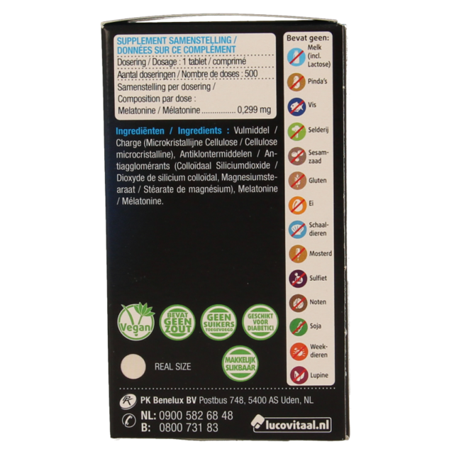 Lucovitaal Melatonina pura 0.299mg 500 Comprimidos